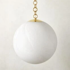 Moon Globe Pendant Light With Brass Chain 21"