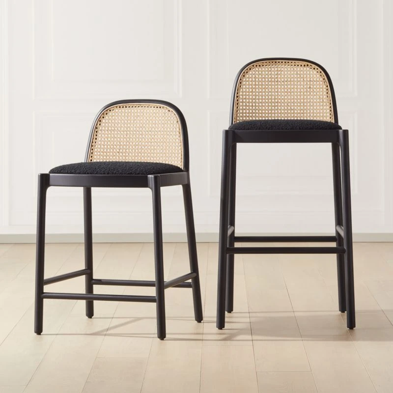 Nadia Black Cane Counter Stool Set Of 2 - Image 2