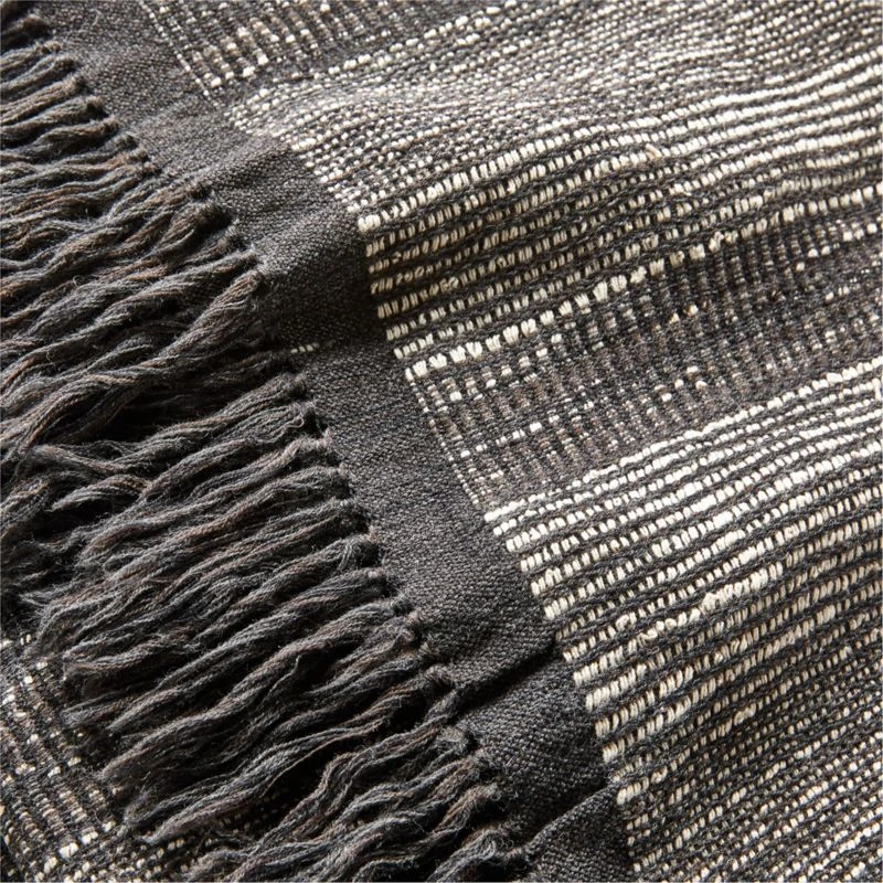 Nala Woven Striped Black Throw Blanket - Image 4