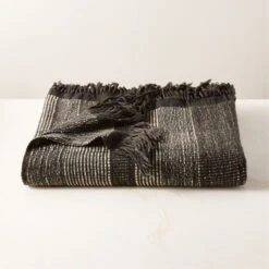 Nala Woven Striped Black Throw Blanket