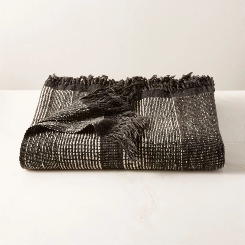 Nala Woven Striped Black Throw Blanket