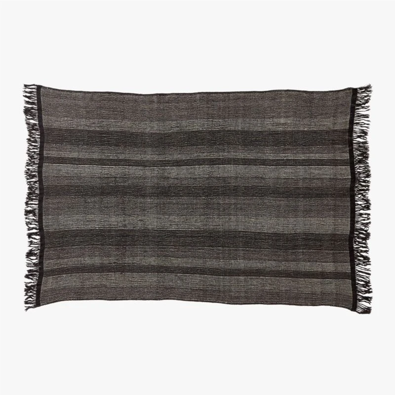 Nala Woven Striped Black Throw Blanket - Image 3