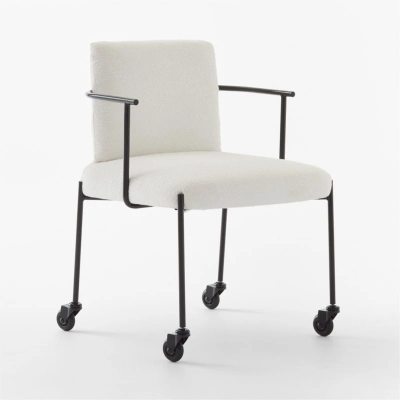 Neli White Boucle Office Chair - Image 3