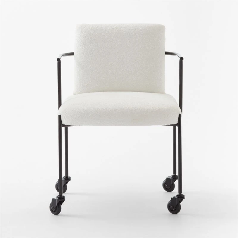 Neli White Boucle Office Chair - Image 2