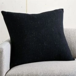 Nett Black Throw Pillow With Down-Alternative Insert 23"