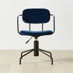 Nyle Navy Blue Velvet Office Chair