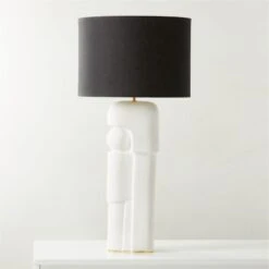 Octavio White Ceramic Table Lamp With Black Shade