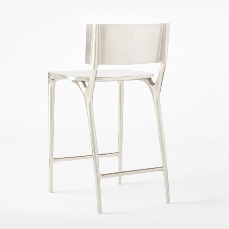 Oro Polished Silver Counter Stool - Image 6
