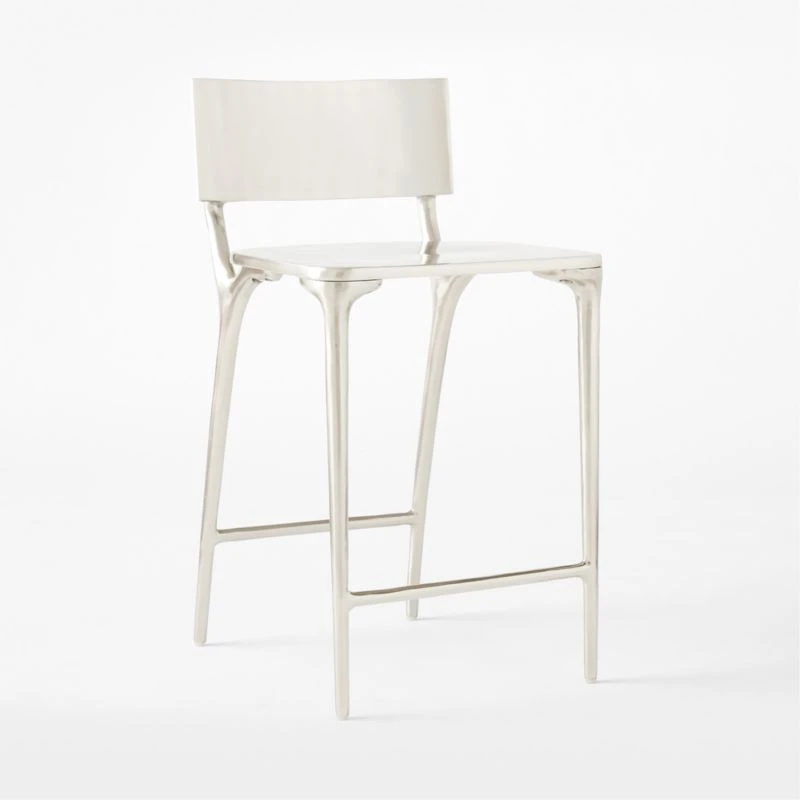 Oro Polished Silver Counter Stool - Image 4