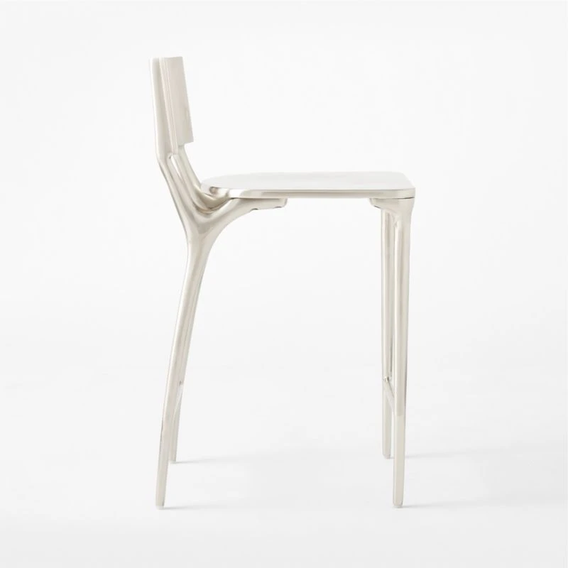 Oro Polished Silver Counter Stool - Image 5