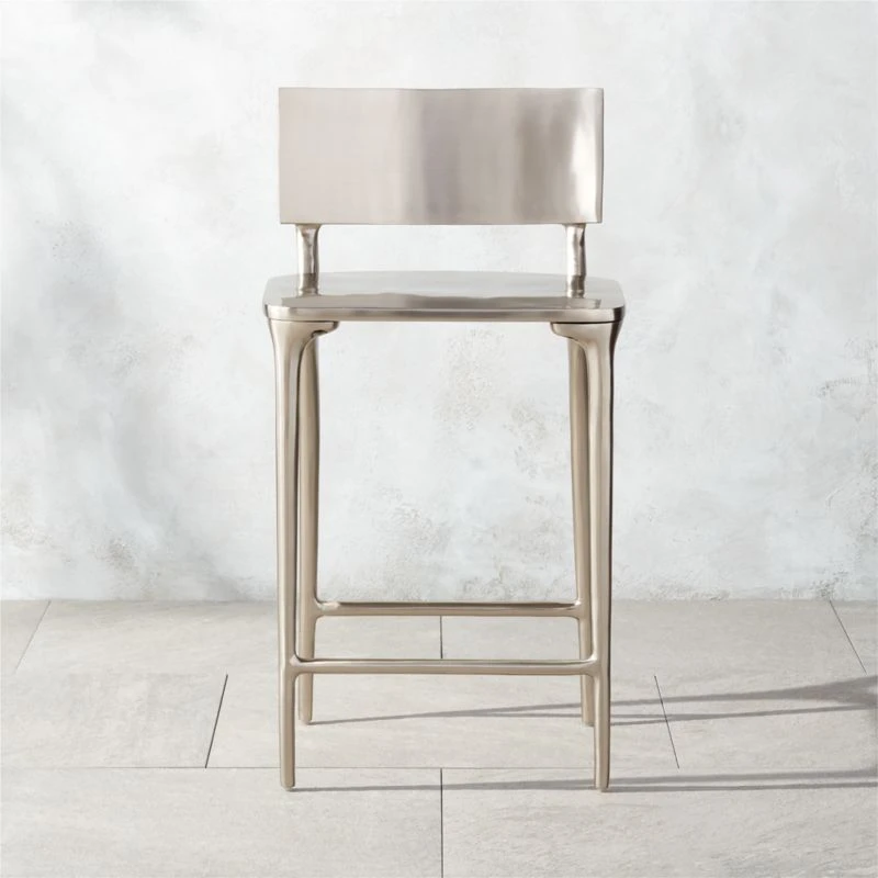 Oro Polished Silver Counter Stool