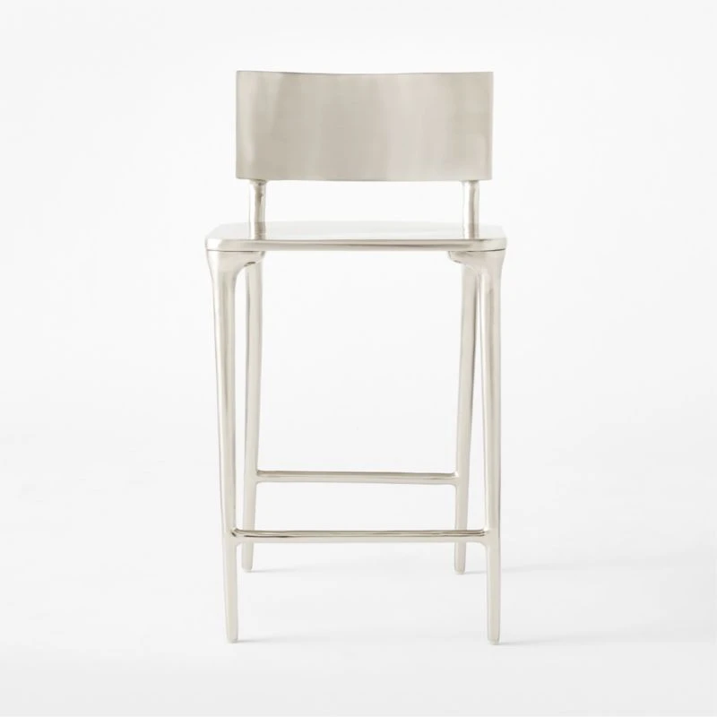 Oro Polished Silver Counter Stool - Image 3