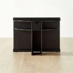 Osoppo Black Ebonized Ash Wood Nightstand