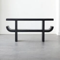 Pagoda Black Acacia Wood Console Table