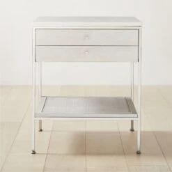 Connoisseur 2-Drawer White Oak Wood Nightstand With Marble Top Model 8714