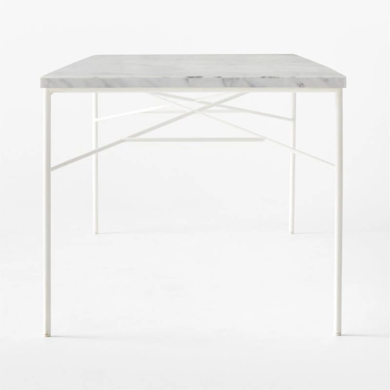 Pavilion Ivory Metal Outdoor Dining Table With Marble Top Large Model 6142 - Image 4