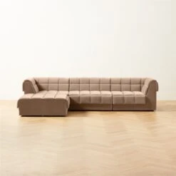 Pezzo 4-Piece L-Shaped Toffee Brown Velvet Sectional Sofa With Right Arm