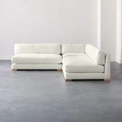 Piazza 3-Piece Modular White Linen Sectional Sofa