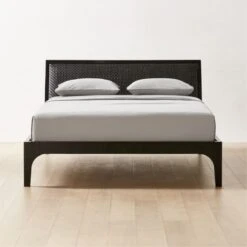 Pietro Woven Black Leather Queen Bed