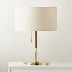 Prix Leather And Polished Brass Table Lamp
