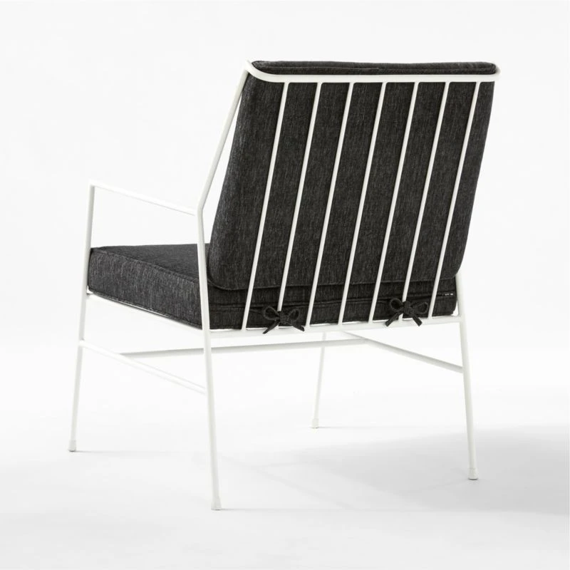 Pavilion Ivory Metal Outdoor Lounge Chair With Grey Cushion Model 6471 - Image 5