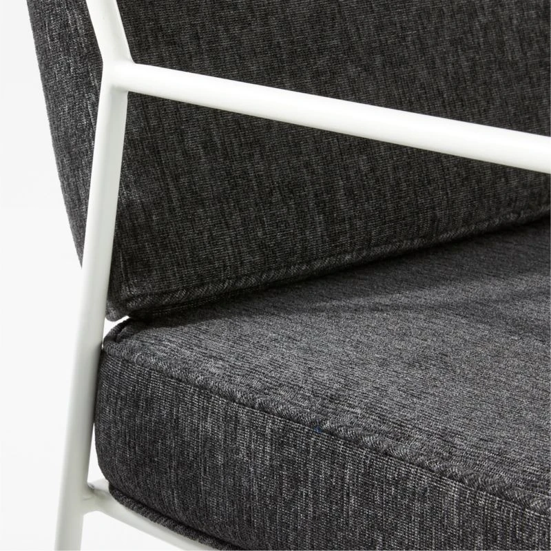 Pavilion Ivory Metal Outdoor Lounge Chair With Grey Cushion Model 6471 - Image 6