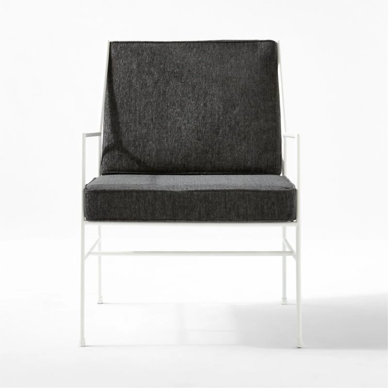 Pavilion Ivory Metal Outdoor Lounge Chair With Grey Cushion Model 6471 - Image 2