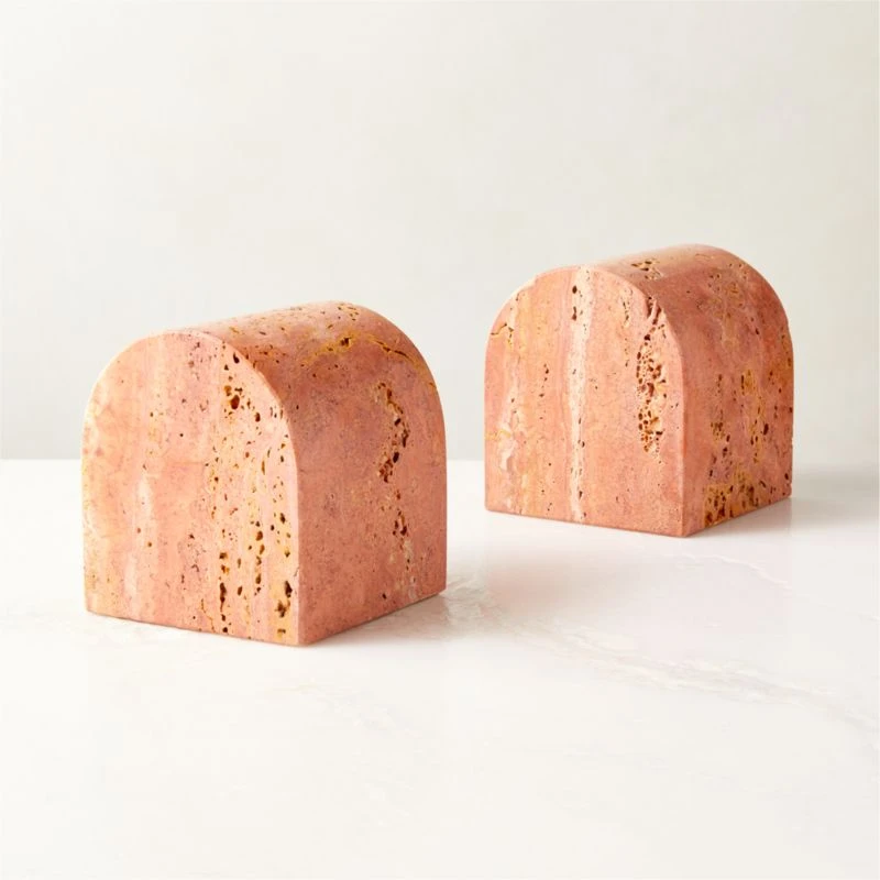 Red Travertine Arched Bookend - Image 4