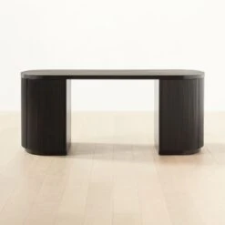 Reid Oval Black Wood Storage Desk