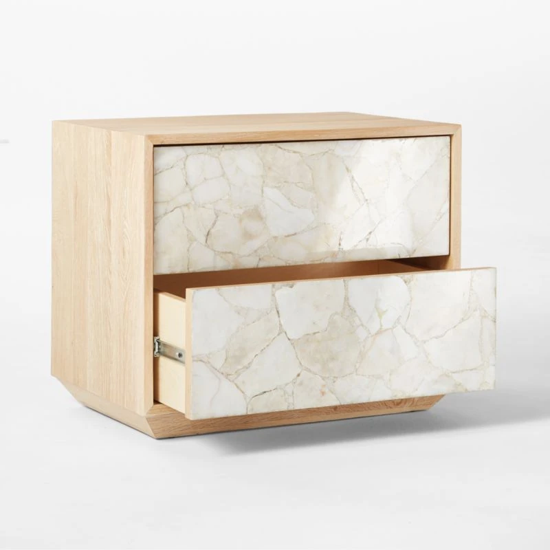 Rocca 2-Drawer Agate And White Oak Wood Nightstand - Image 4