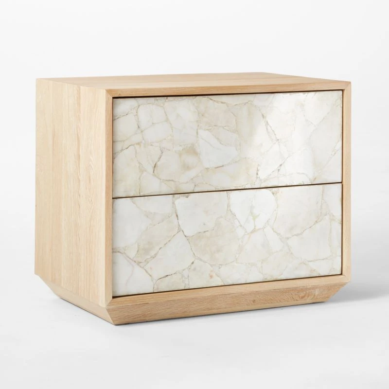 Rocca 2-Drawer Agate And White Oak Wood Nightstand - Image 3