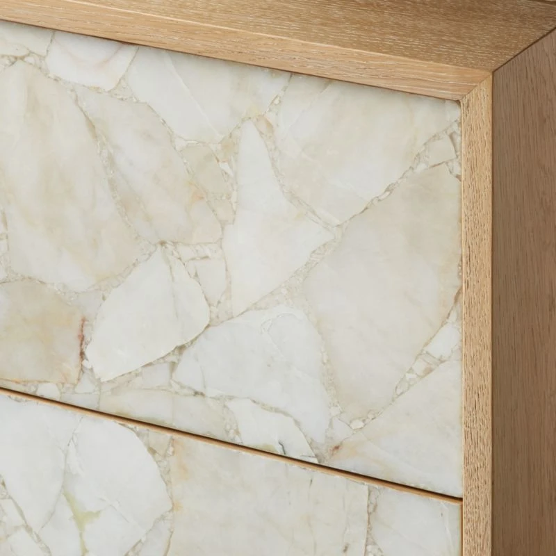 Rocca 2-Drawer Agate And White Oak Wood Nightstand - Image 7