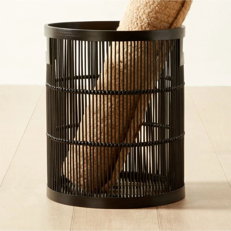 Ronan Black Bamboo Storage Basket Small - Image 3