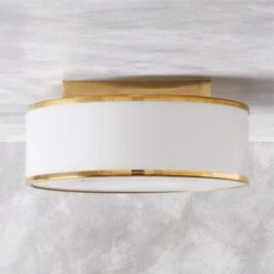 Ronda Indoor/Outdoor Polished Brass Flush Mount Light