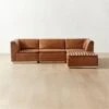 Salon 4-Piece L-Shaped Brown Leather Sectional Sofa