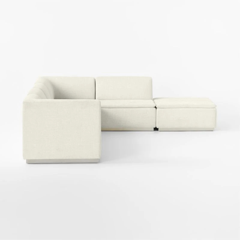 Salon 6-Piece L-Shaped Ivory White Chenille Sectional Sofa - Image 6