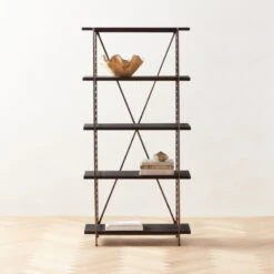 Scala Black Wood Bookshelf With Metal Frame