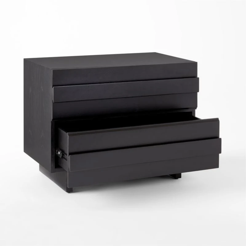Seacliff 2-Drawer Black Oak Wood Nightstand - Image 6