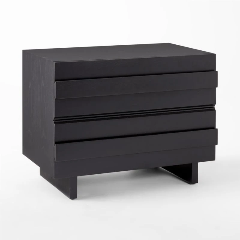 Seacliff 2-Drawer Black Oak Wood Nightstand - Image 5