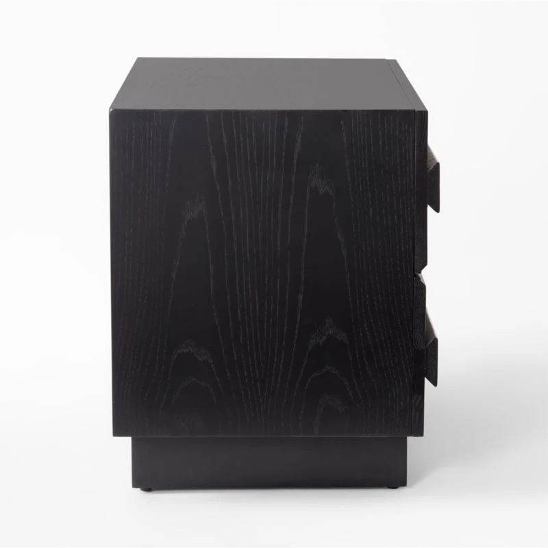 Seacliff 2-Drawer Black Oak Wood Nightstand - Image 7
