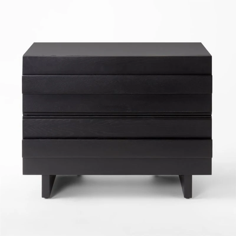 Seacliff 2-Drawer Black Oak Wood Nightstand - Image 4