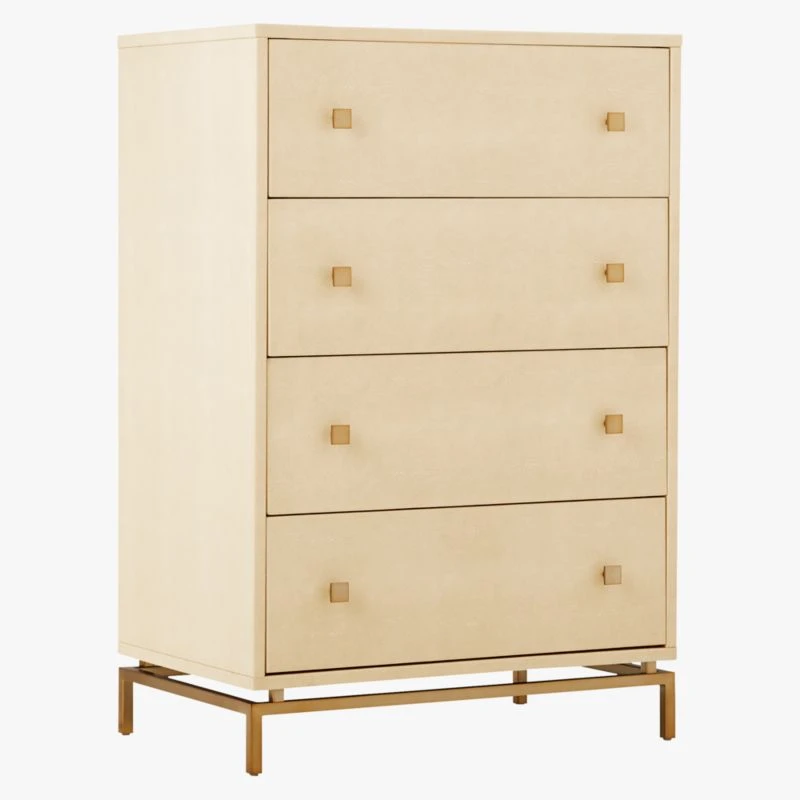 Ivory Shagreen Embossed Tall Chest - Image 3