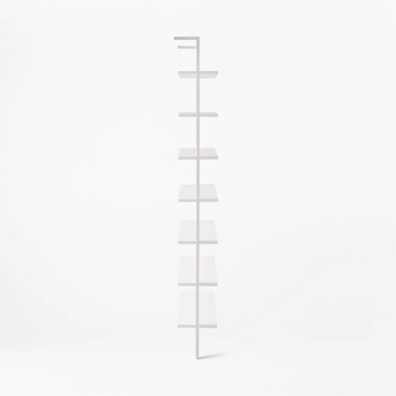 Stairway Wide White Metal Wall Mount Bookshelf 96'' - Image 5