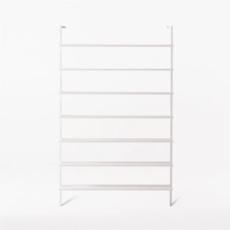 Stairway Wide White Metal Wall Mount Bookshelf 96'' - Image 3