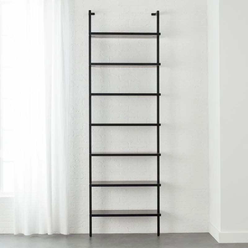 Stairway Black Metal Wall Mount Bookshelf 96''