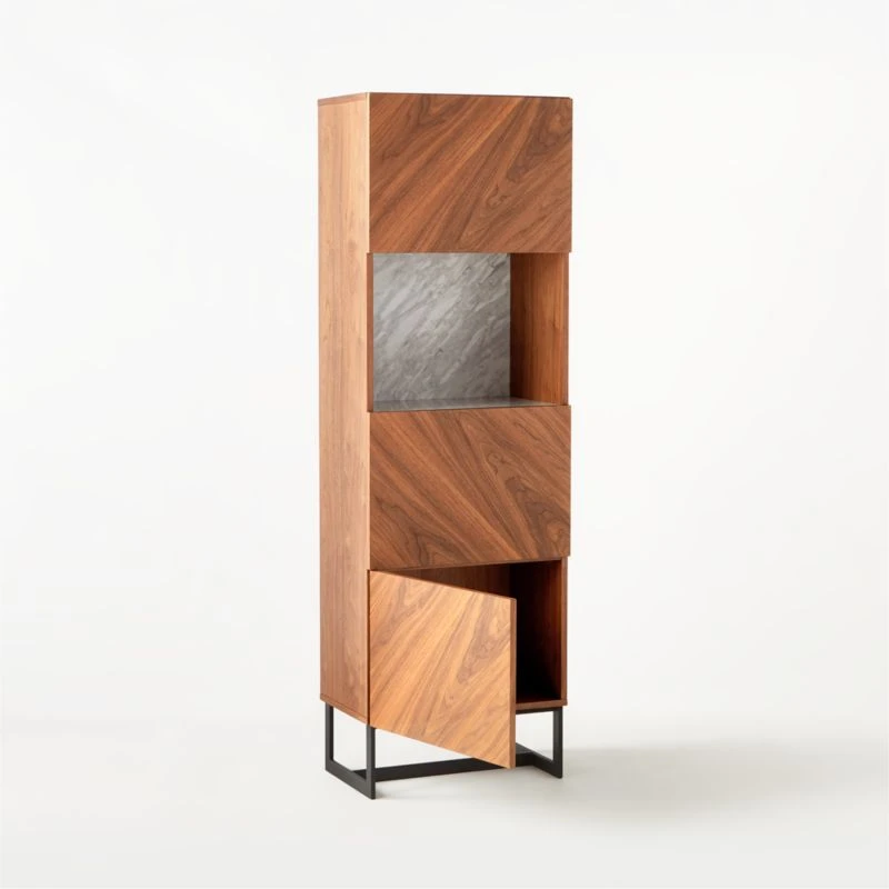 Suspend White Marble And Wood Bar Cabinet - Image 6