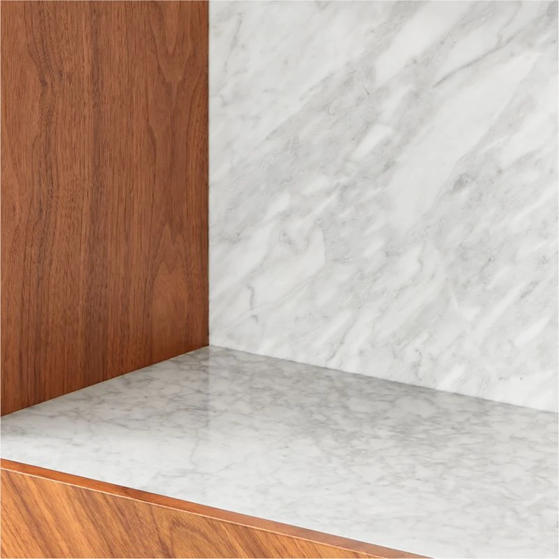 Suspend White Marble And Wood Bar Cabinet - Image 9