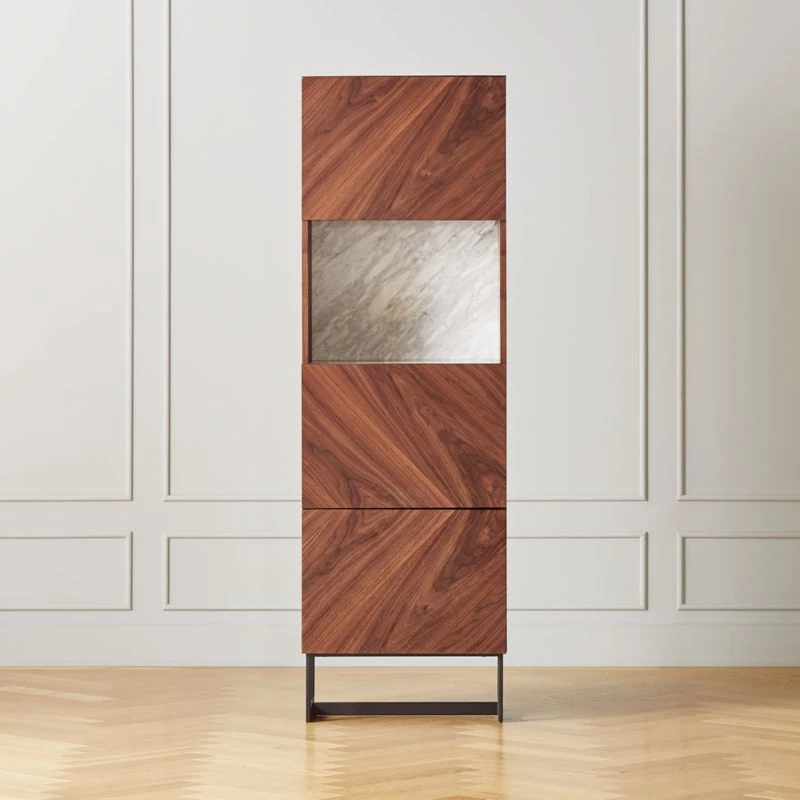 Suspend White Marble And Wood Bar Cabinet - Image 3