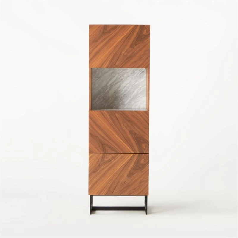 Suspend White Marble And Wood Bar Cabinet - Image 4