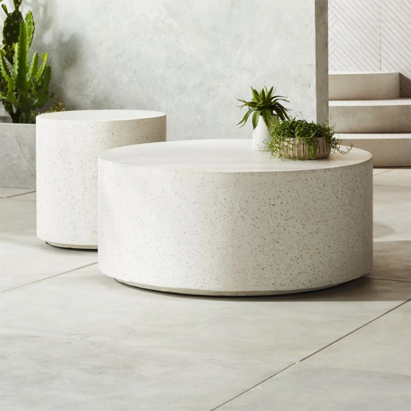 Terrazzo White Outdoor Side Table - Image 2